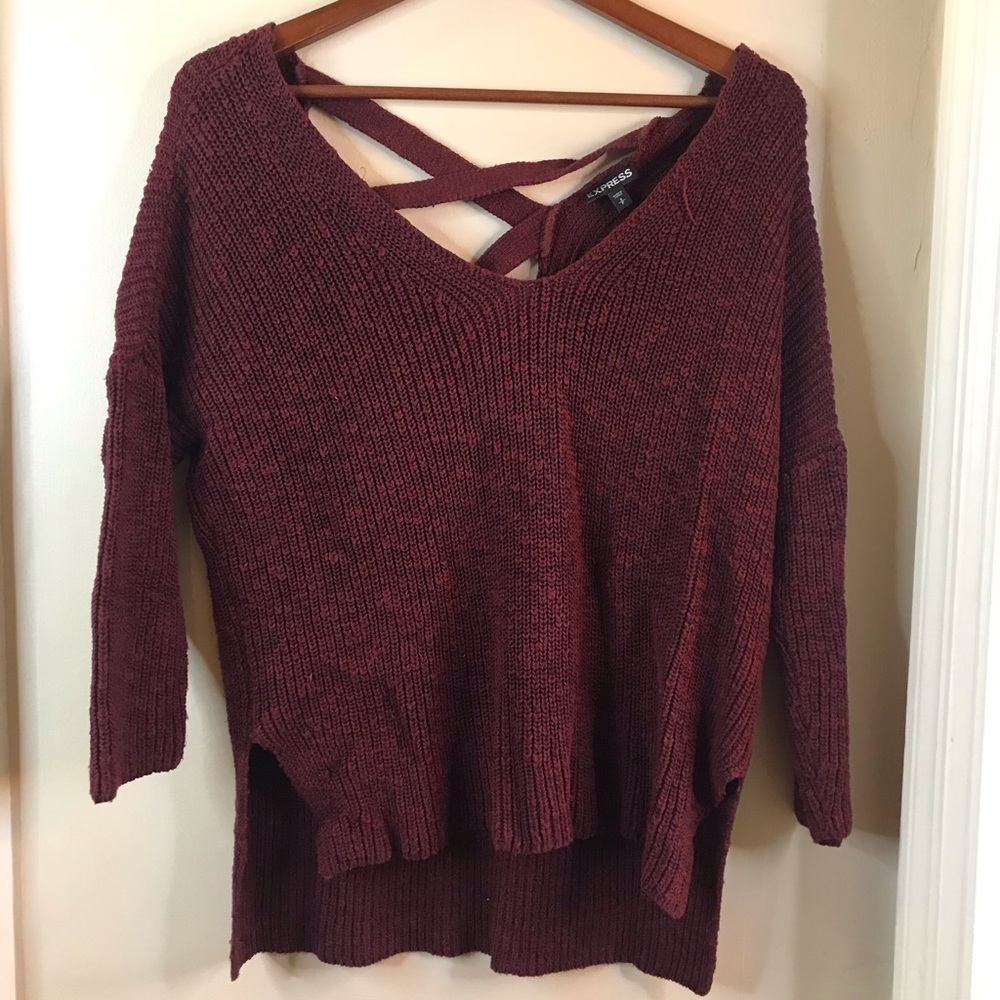 Express Burgundy Cross-Back Sweater